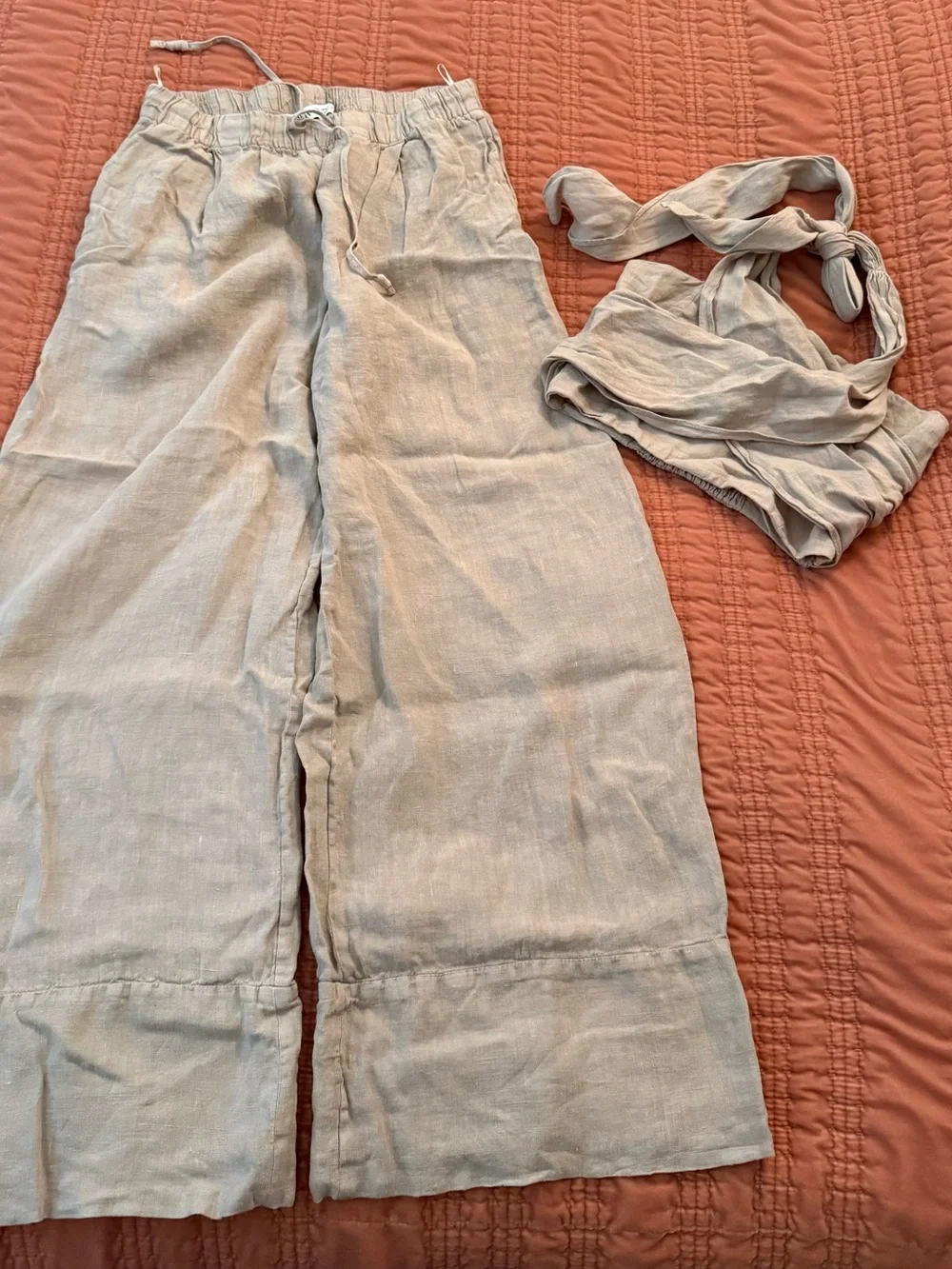 🤎Zara Linen halter top and pants